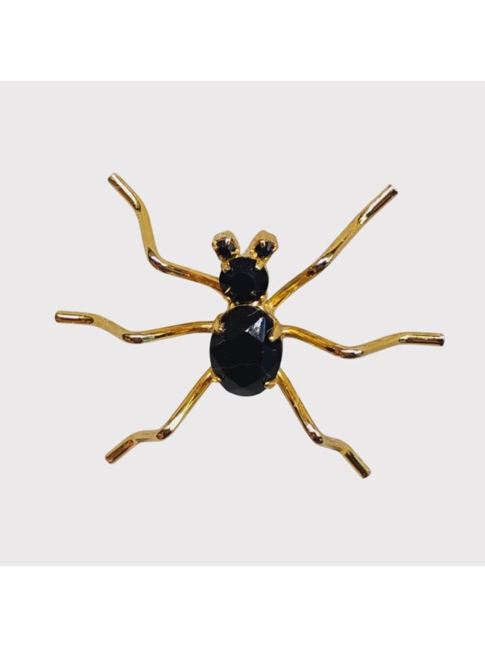 Vintage Black Glass Gold Tone Ant Spider Brooch Lapel Pin 1" - Picture 2 of 6